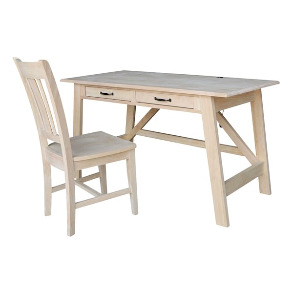 International Concepts Serendipity Desk with 2 Drawers and Chair, Unfinished K-OF-69-C10 - main